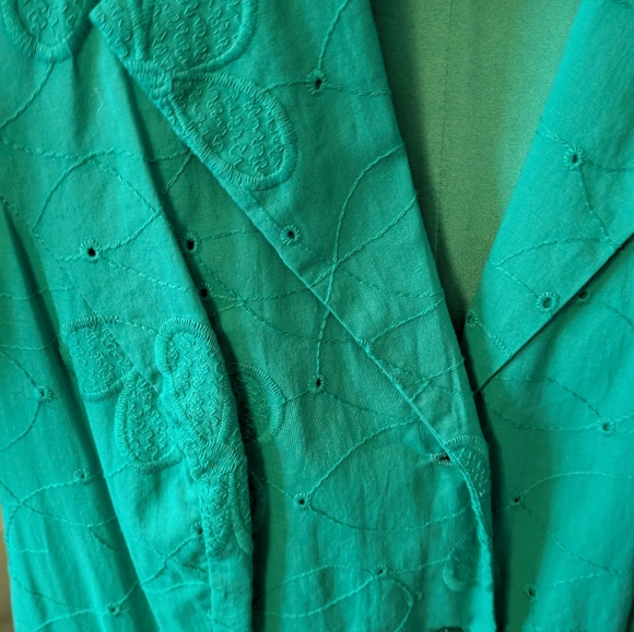 DKNY Shamrock Green Floral Button-Front Women’s Dress with tie In Back - Picture 6 of 6